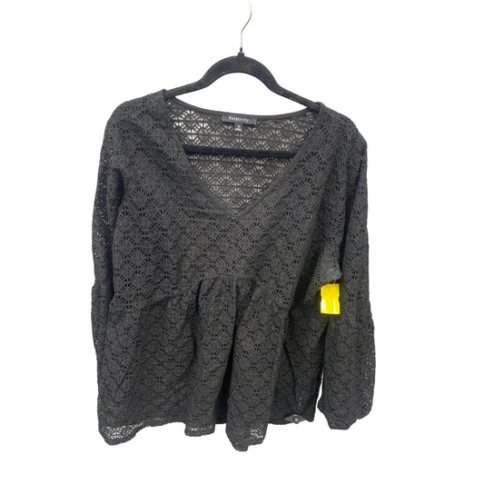 Top Long Sleeve By Relativity In Black, Size: 2x