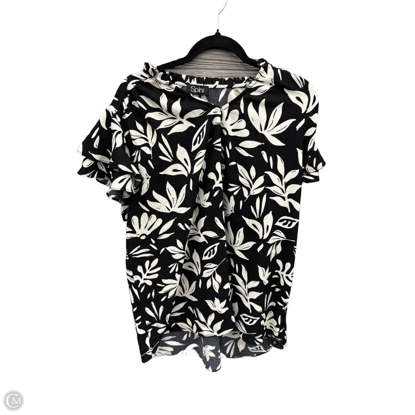 Top Short Sleeve By Spin In Black & White, Size: 2x