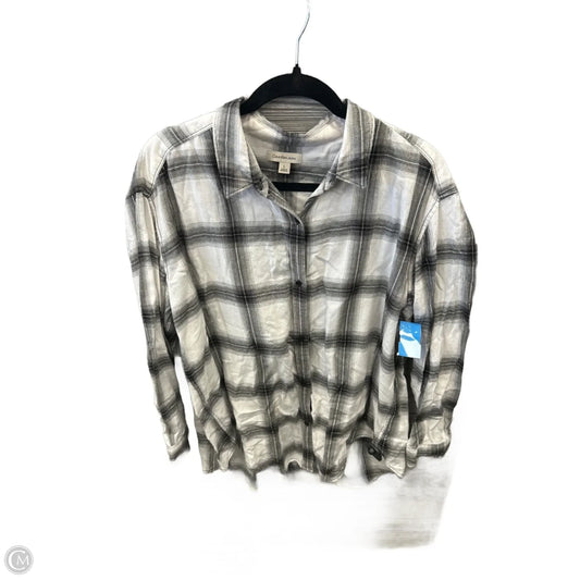 Top Long Sleeve By Calvin Klein In Plaid Pattern, Size: L