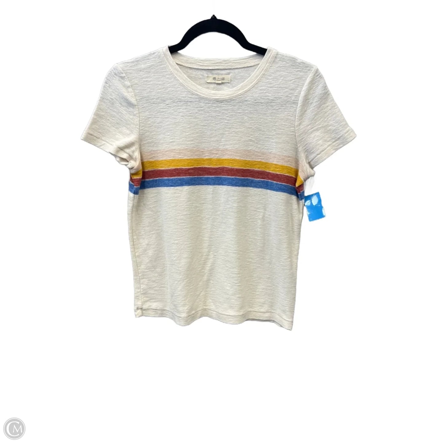 Top Short Sleeve By Madewell In Striped Pattern, Size: S