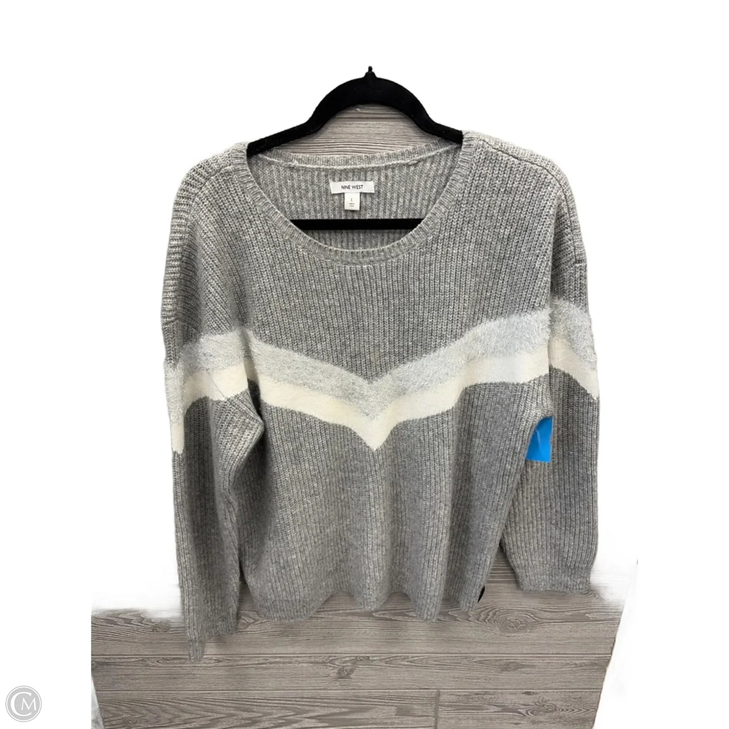 Sweater By Nine West Apparel In Grey & White, Size: L