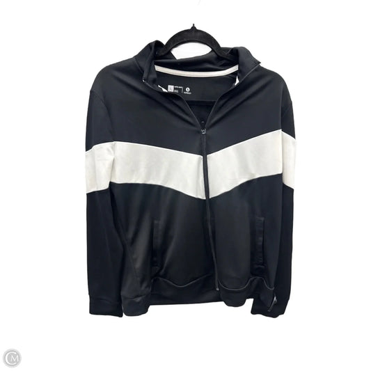 Athletic Top Long Sleeve Collar By Xersion In Black & White, Size: L