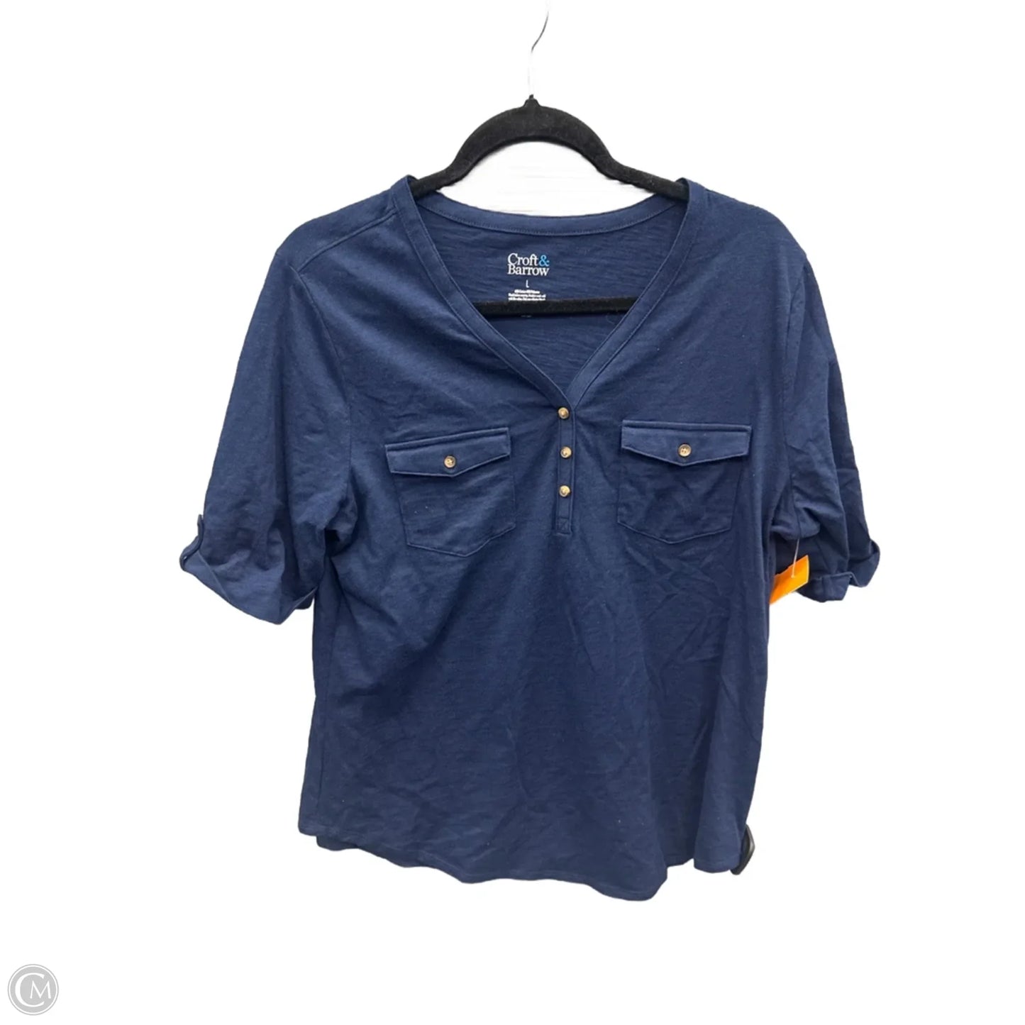 Top Short Sleeve By Croft And Barrow In Blue, Size: L