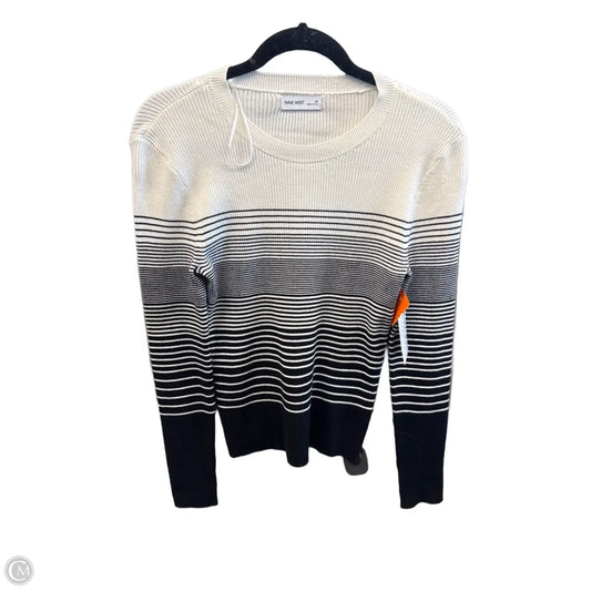 Top Long Sleeve By Nine West Apparel In Black & Cream, Size: M