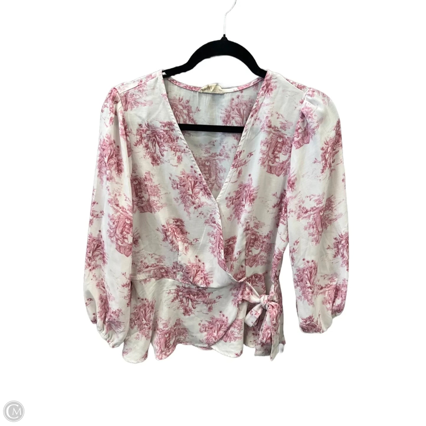 Blouse Long Sleeve By Meraki In Pink & White, Size: L