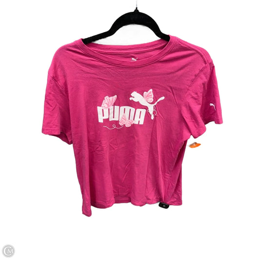 Athletic Top Short Sleeve By Puma In Pink, Size: L