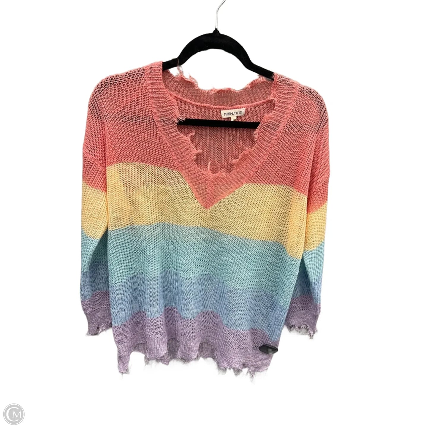 Sweater By Main Strip In Rainbow Print, Size: L