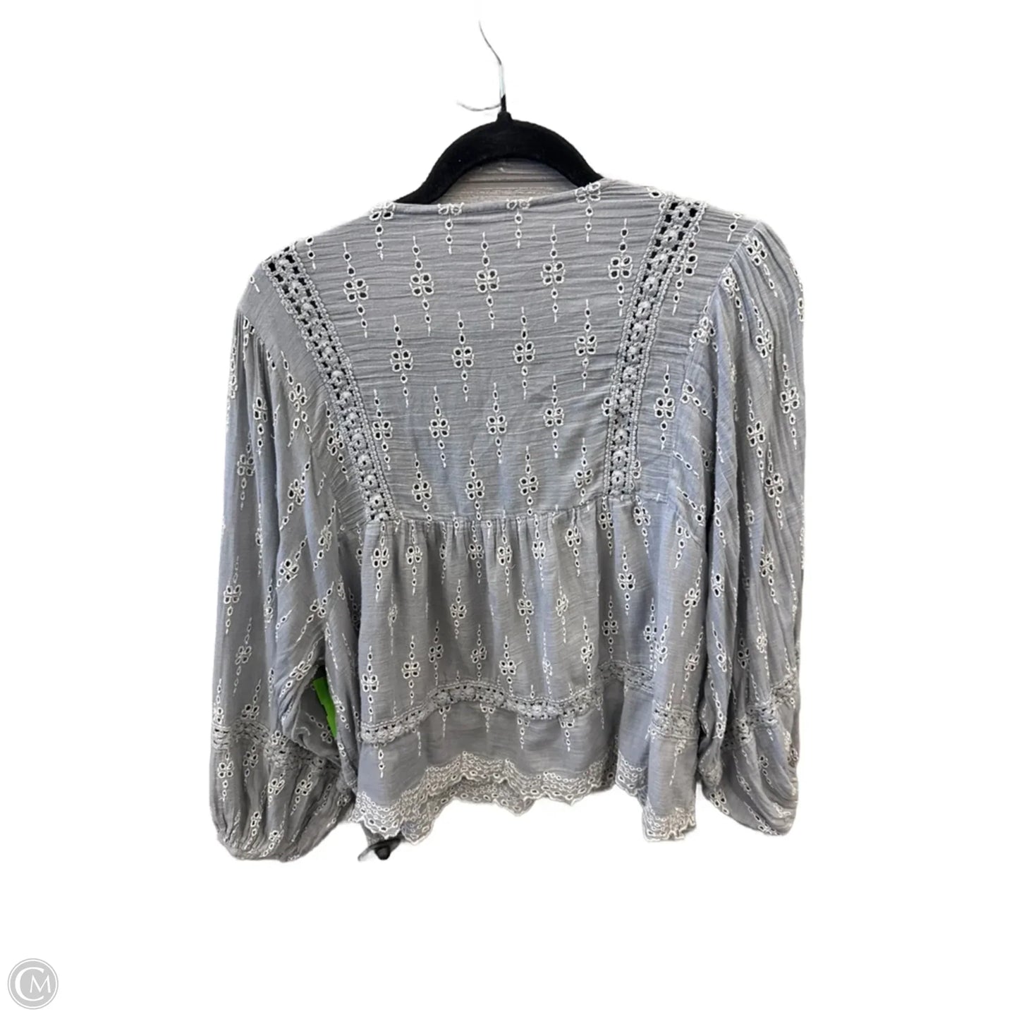 Blouse Long Sleeve By American Eagle In Grey, Size: M