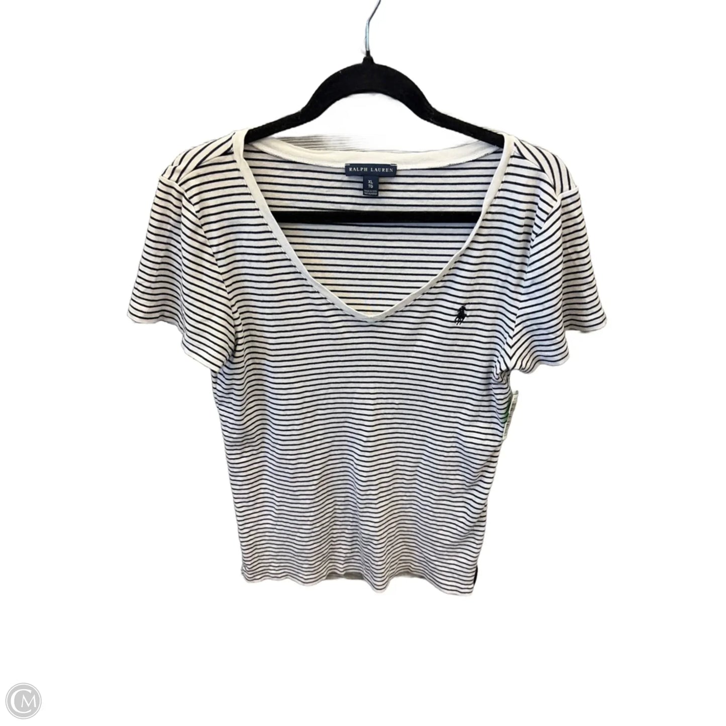 Top Short Sleeve By Ralph Lauren Blue Label In Striped Pattern, Size: Xl