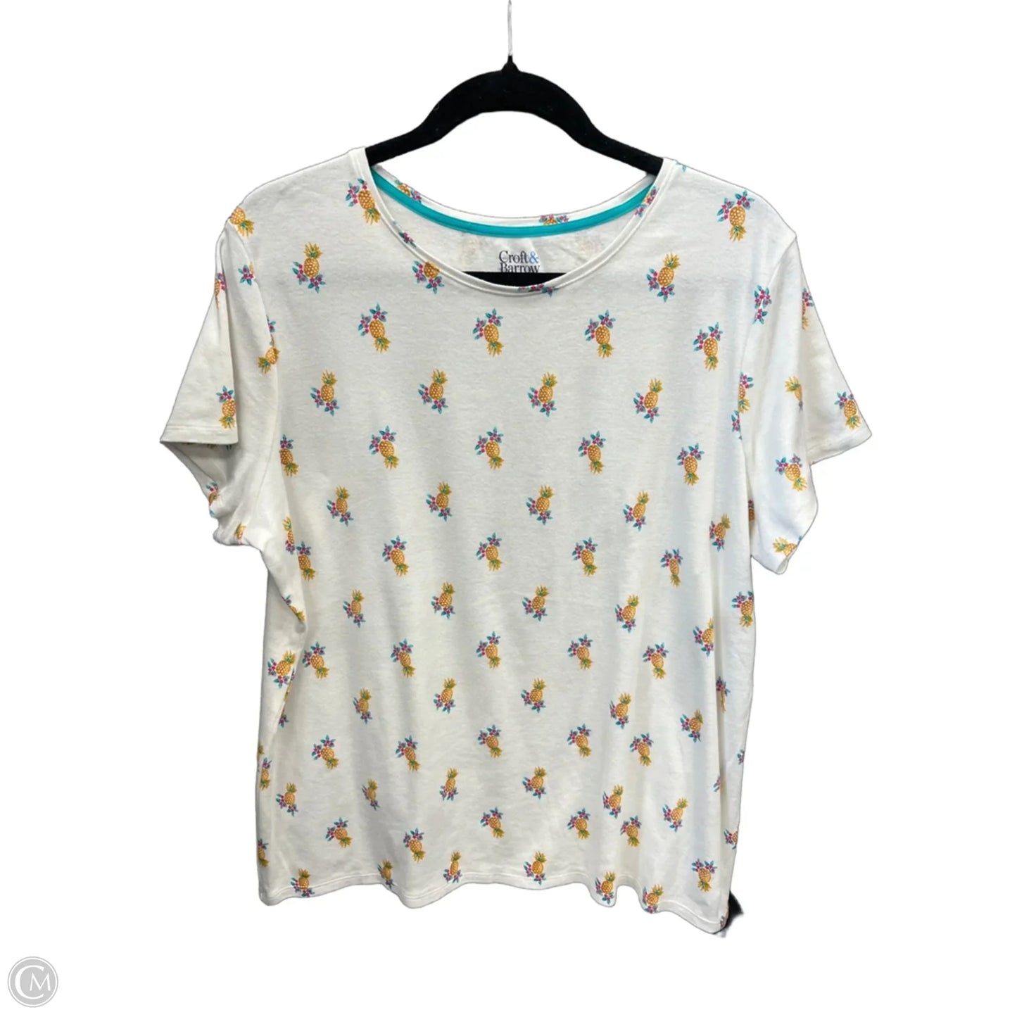 Top Short Sleeve By Croft And Barrow In White, Size: Xl