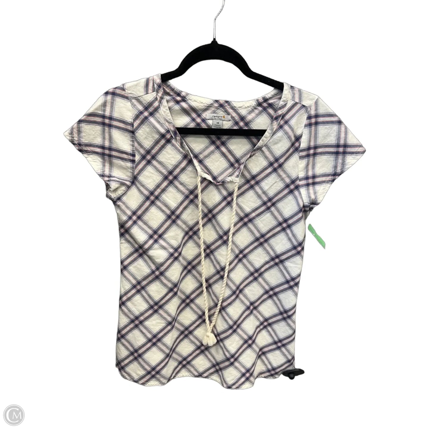 Top Short Sleeve By Carhartt In Plaid Pattern, Size: Xs