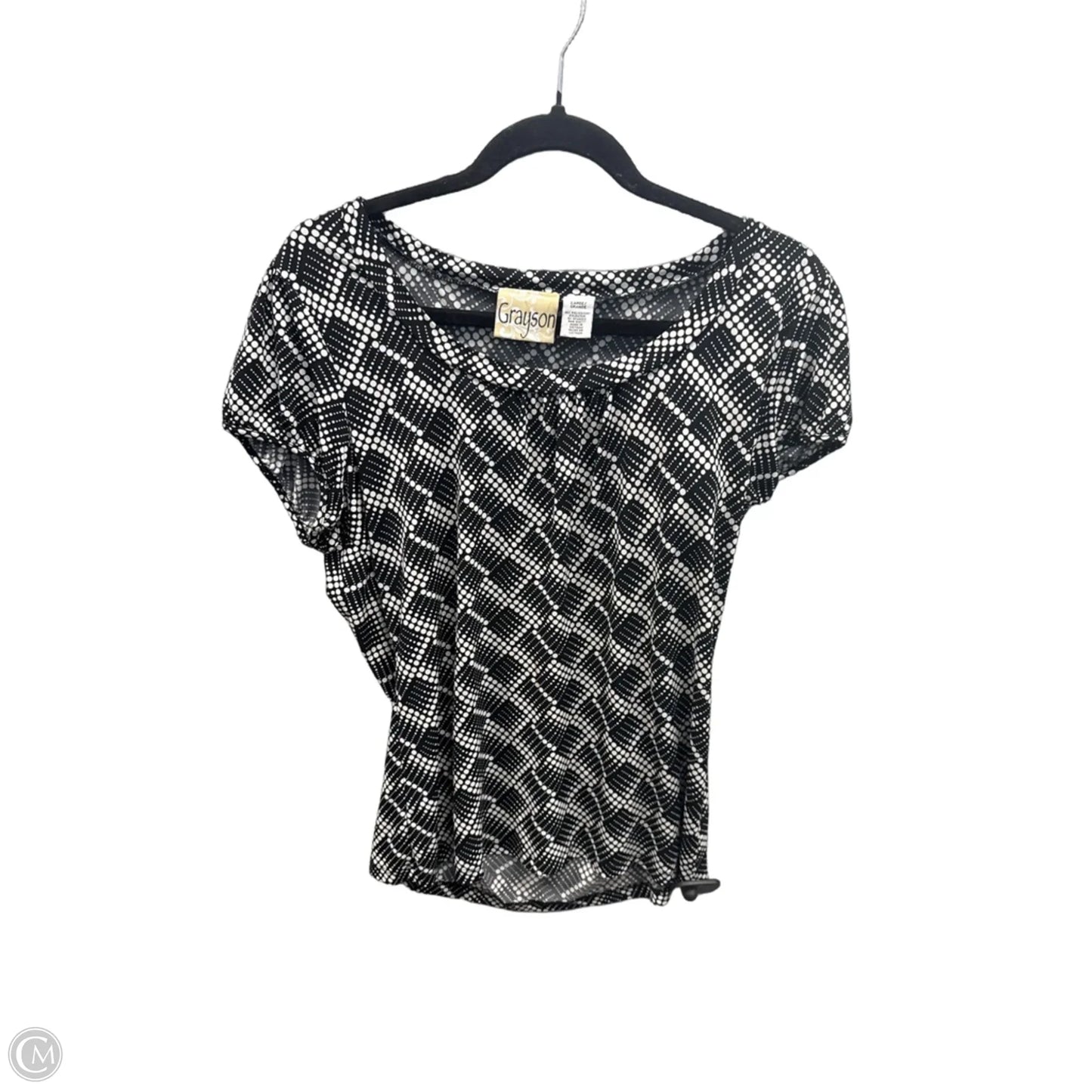 Top Short Sleeve By Grayson In Black & White, Size: L