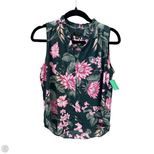 Top Sleeveless By Ann Taylor In Green & Pink, Size: S