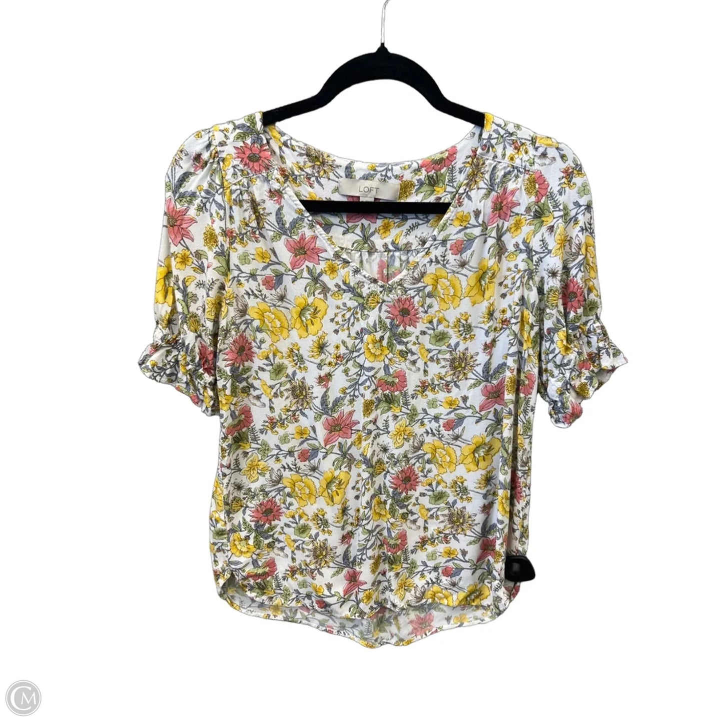 Top Short Sleeve By Loft In Floral Print, Size: Xs