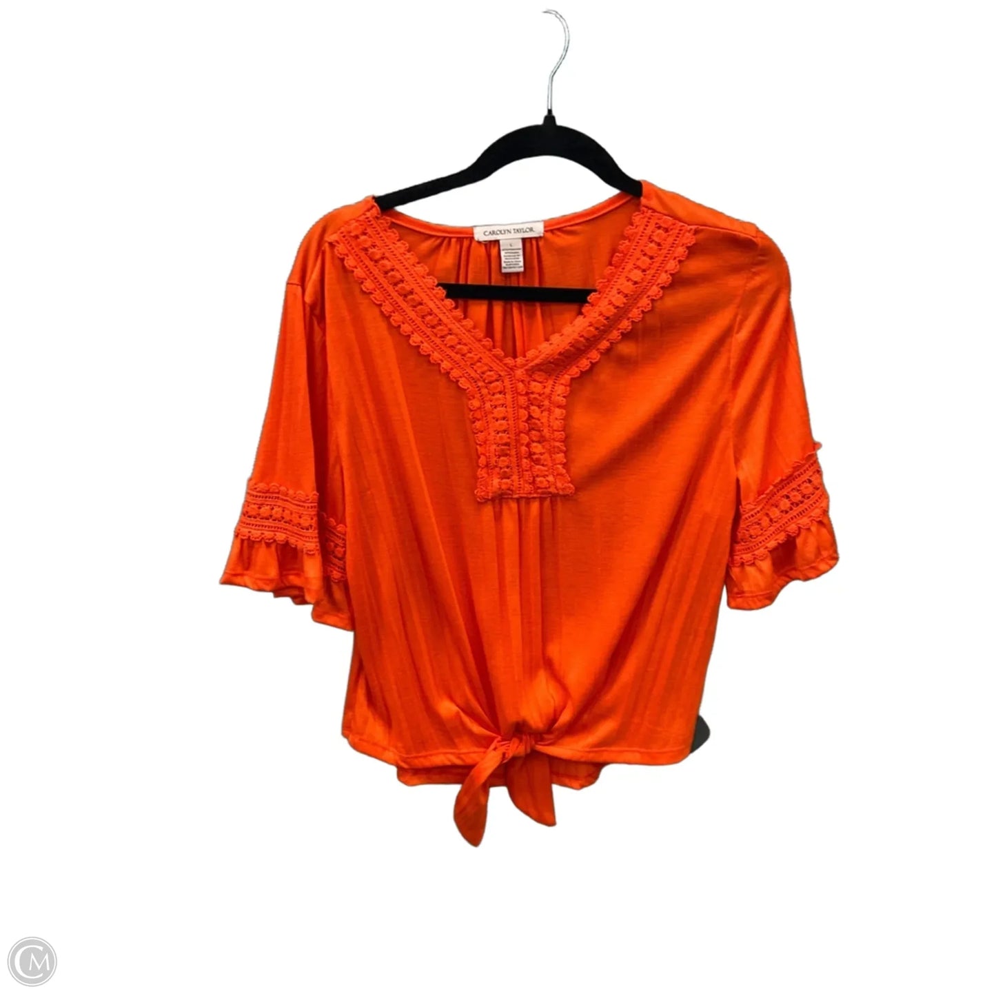 Top Short Sleeve By Carolyn Taylor In Orange, Size: L