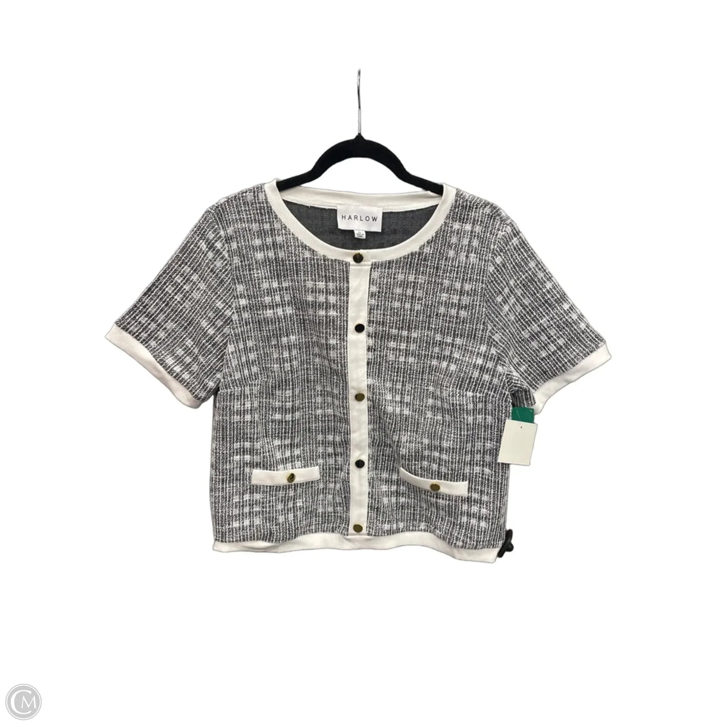 Top Short Sleeve By Clothes Mentor In Grey & White, Size: Xl