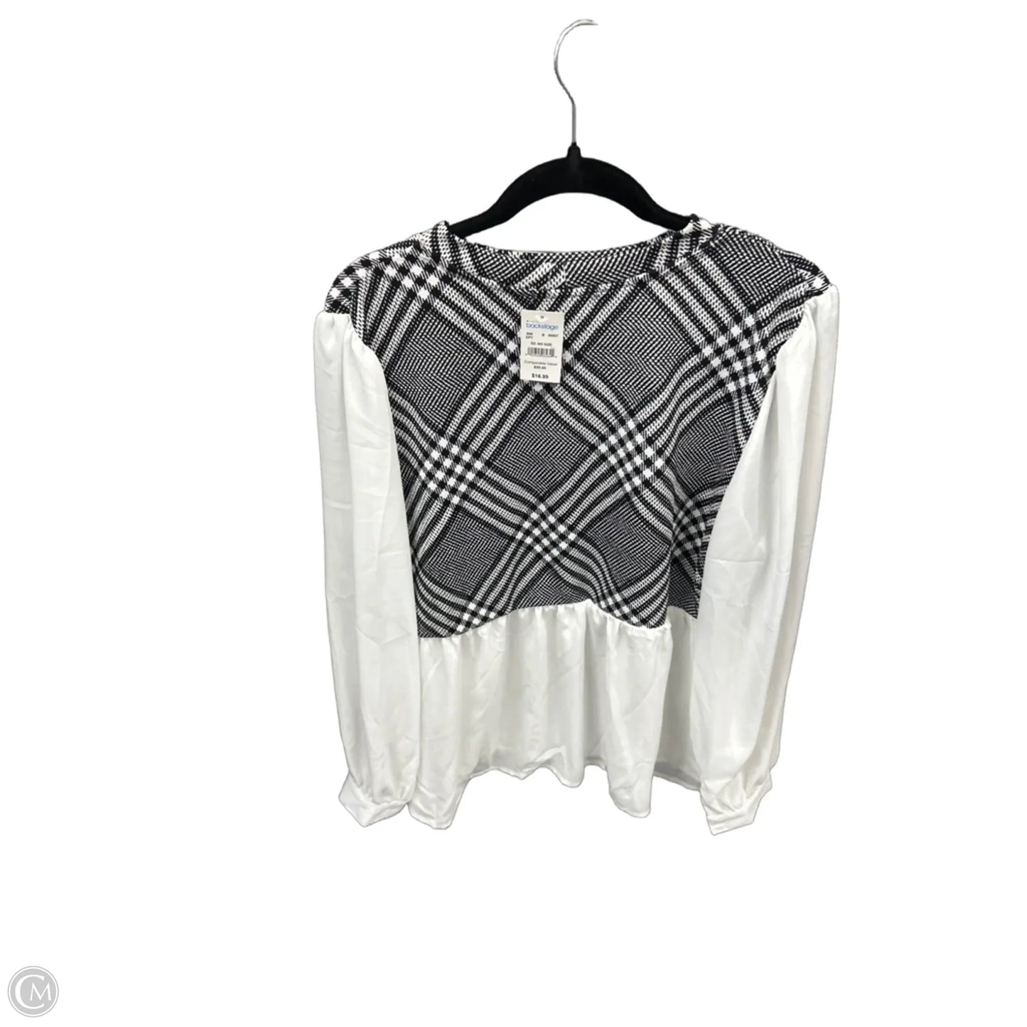 Top Long Sleeve By Absolutely Famous In Black & White, Size: Xl