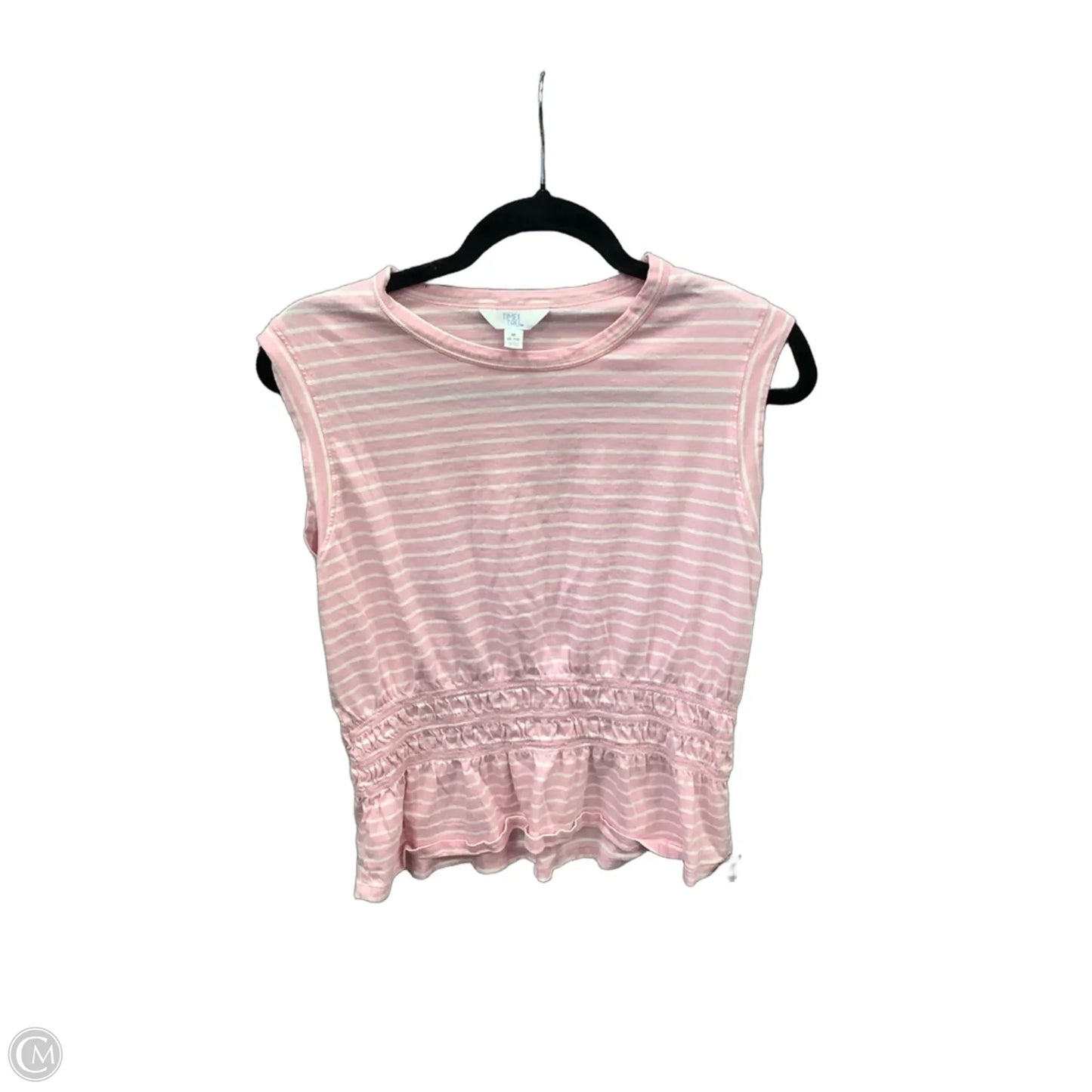 Top Sleeveless By Time And Tru In Pink & White, Size: M