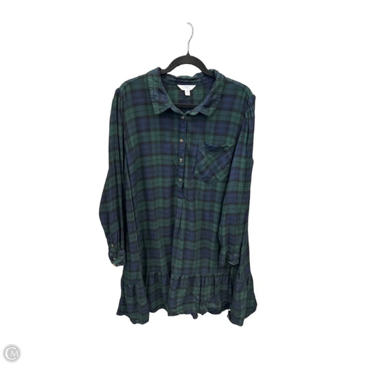 Dress Casual Midi By Time And Tru In Plaid Pattern, Size: 3x