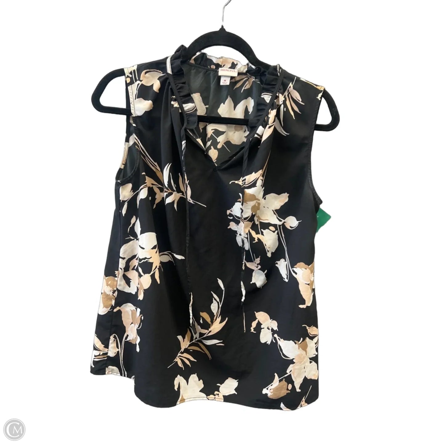 Top Sleeveless By Merona In Black & Cream, Size: M