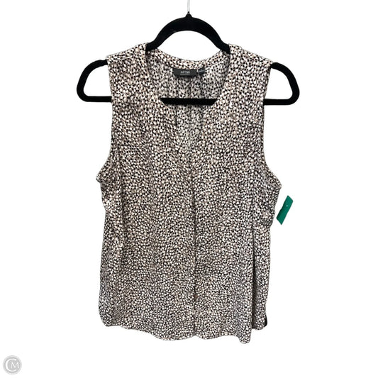 Top Sleeveless By Apt 9 In Brown & White, Size: L