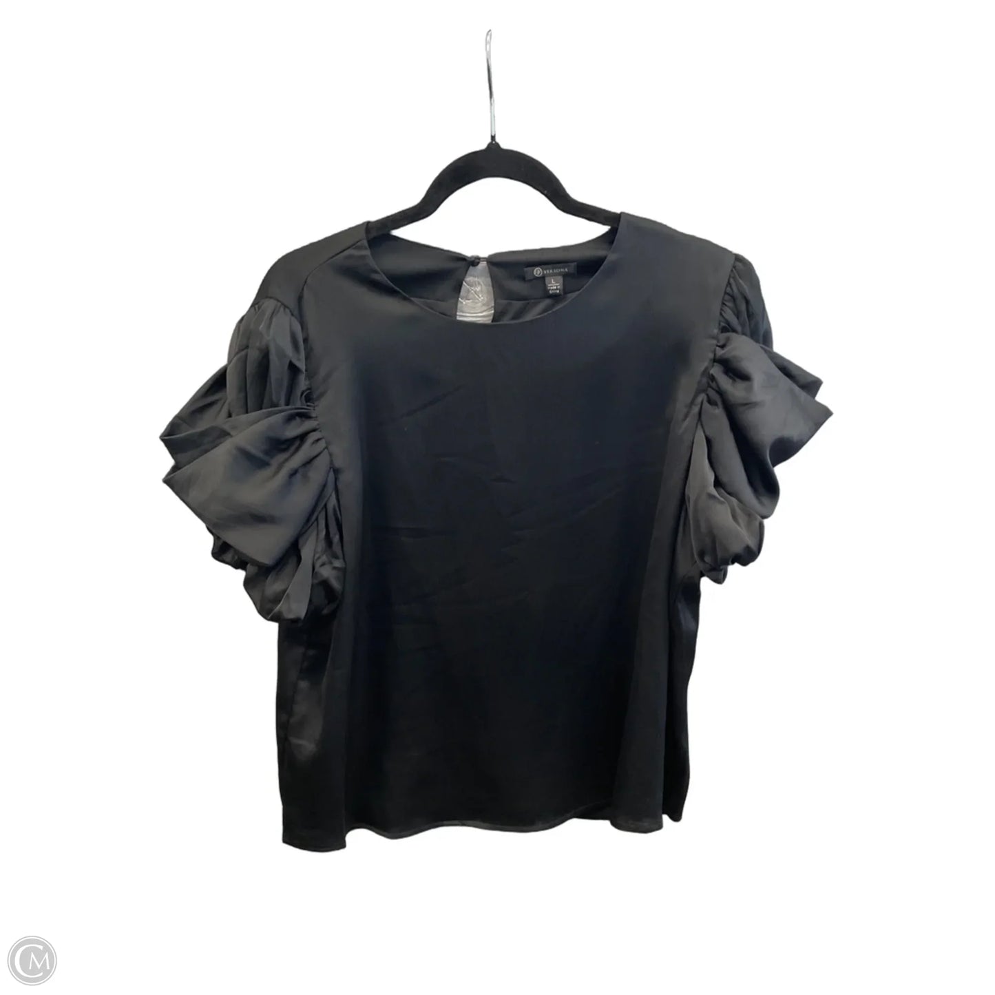 Blouse Short Sleeve By Versona In Black, Size: L