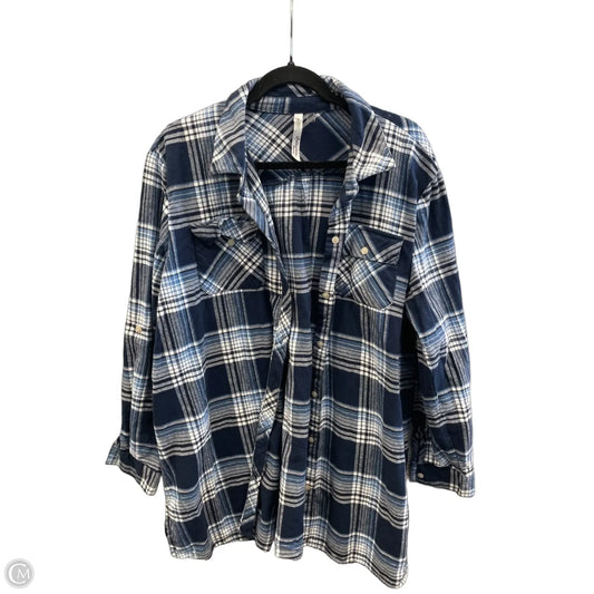 Top Long Sleeve By Ny Collection In Plaid Pattern, Size: 1x