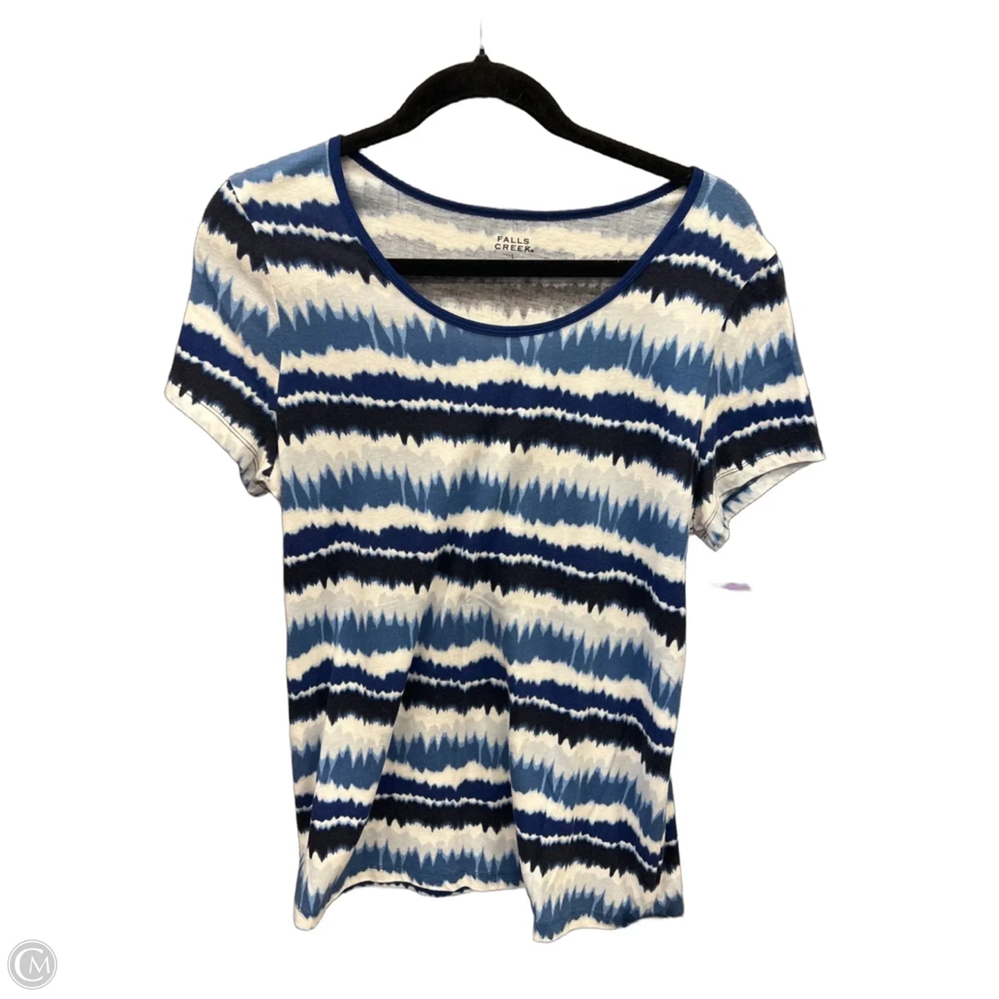 Top Short Sleeve By Falls Creek In Blue & White, Size: L