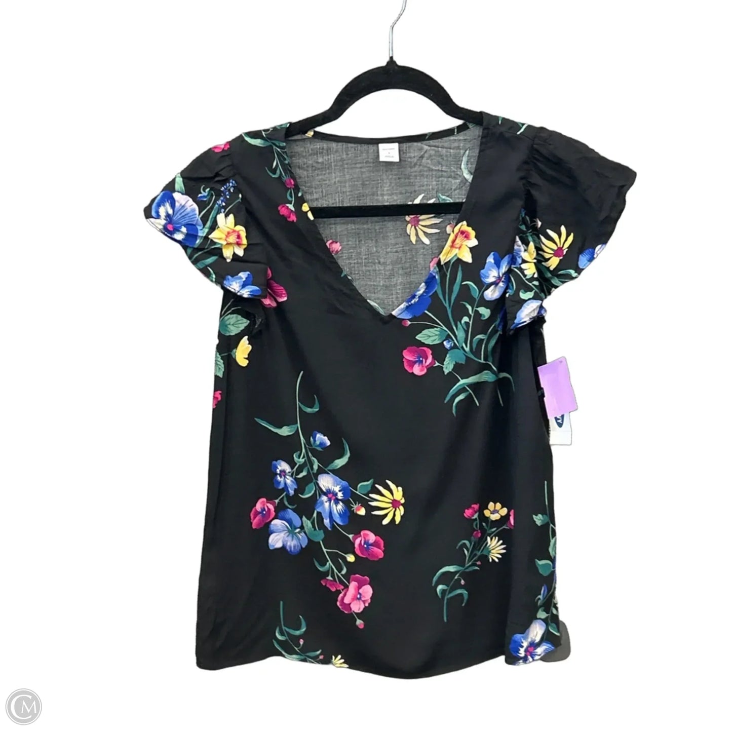 Blouse Short Sleeve By Old Navy In Black, Size: S