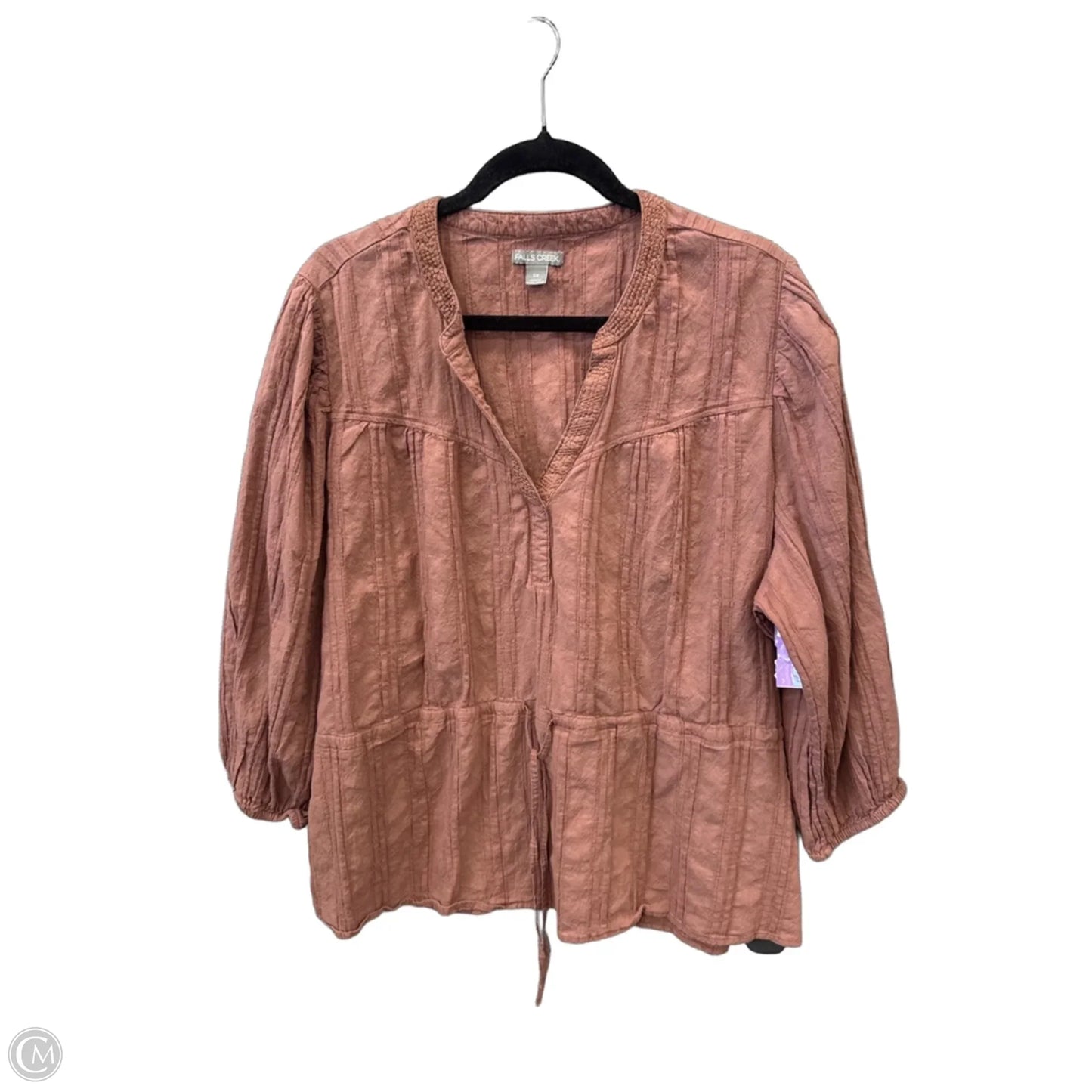 Top Long Sleeve By Falls Creek In Brown, Size: 2x