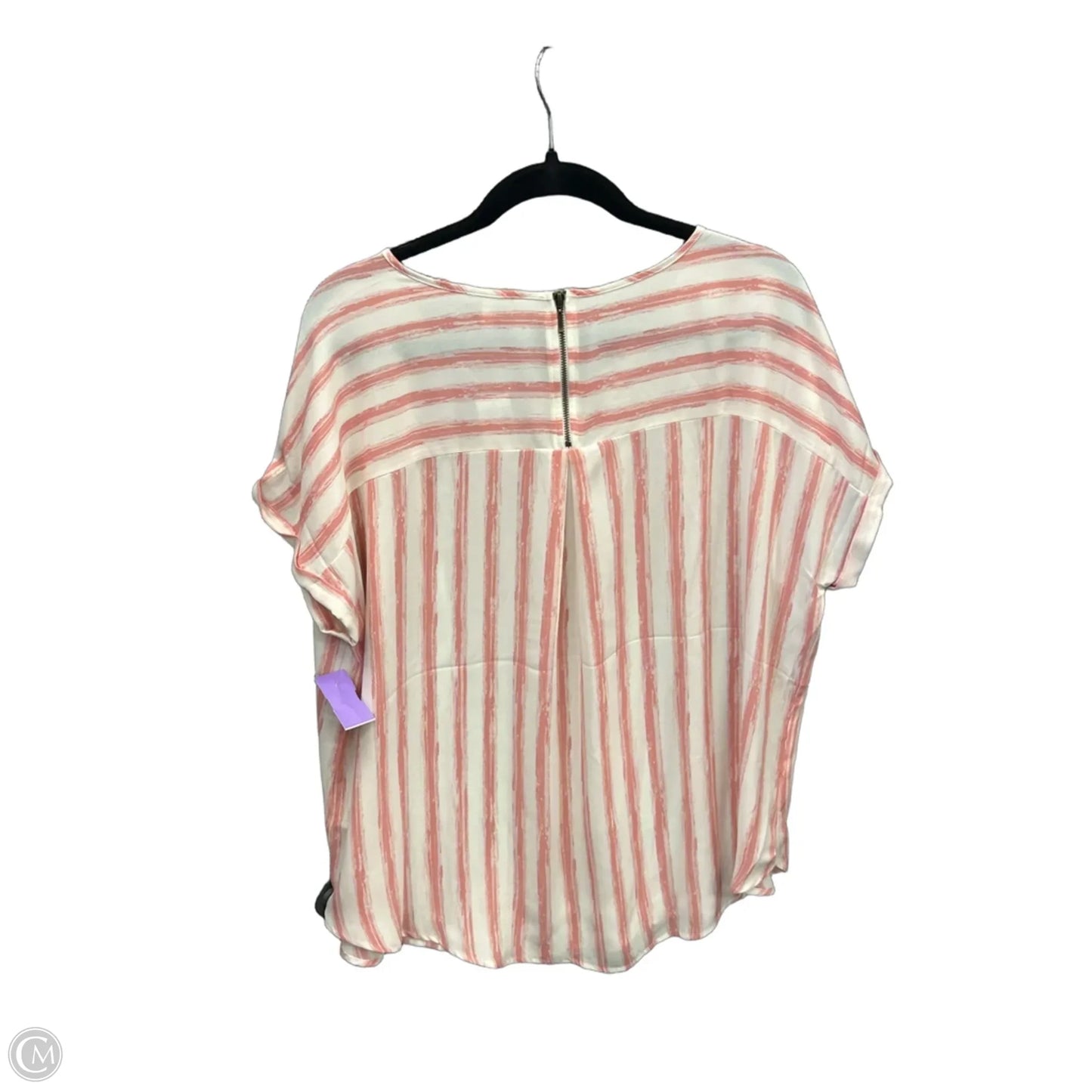 Top Short Sleeve By Maurices In Pink & White, Size: Xl