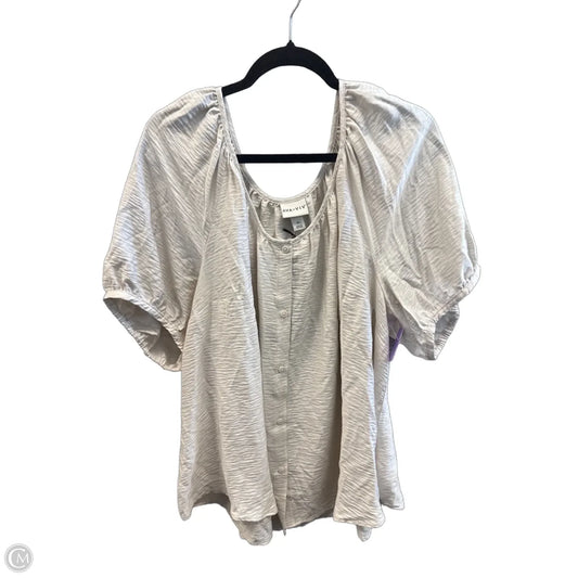 Top Short Sleeve By Ava & Viv In Cream, Size: 3x