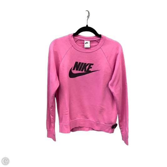 Athletic Top Long Sleeve Crewneck By Nike Apparel In Pink, Size: M