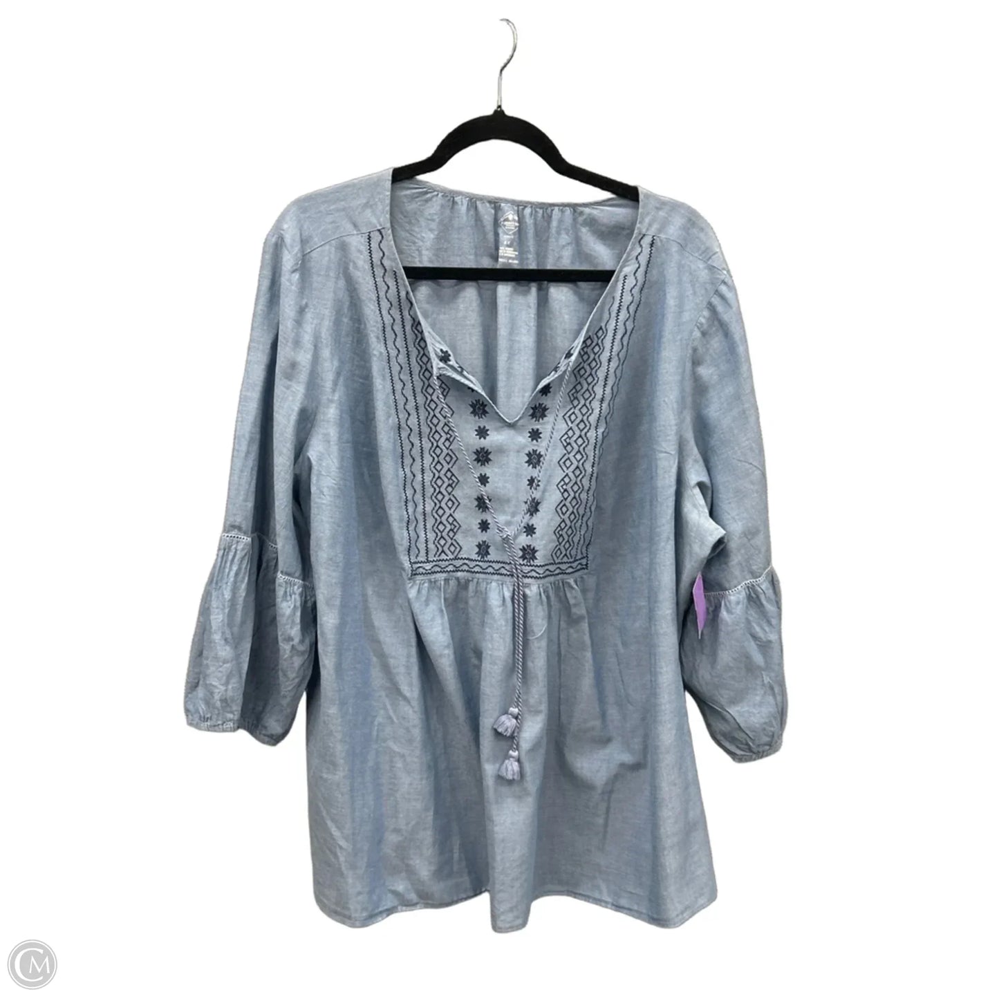 Top Long Sleeve By St Johns Bay In Blue, Size: 3x