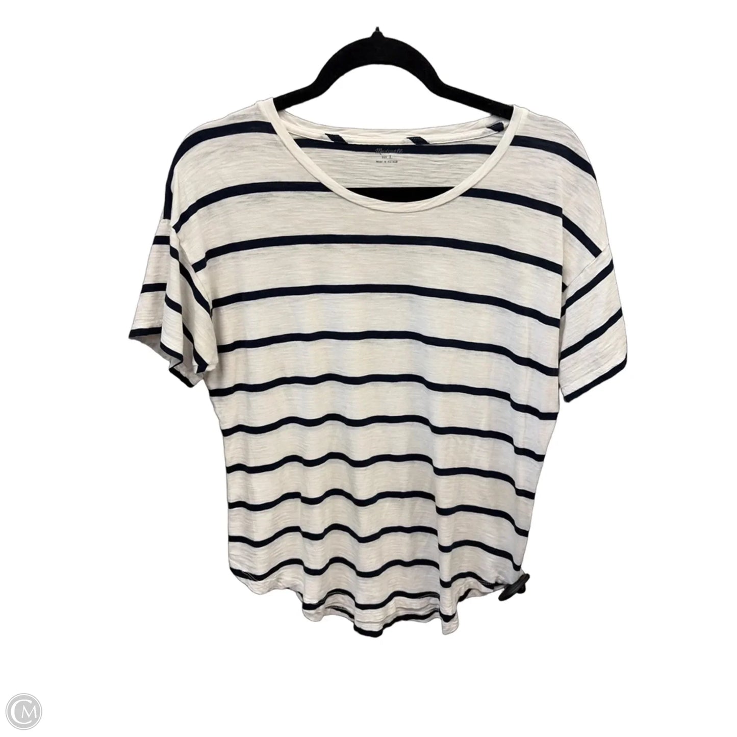 Top Short Sleeve By Madewell In Striped Pattern, Size: L