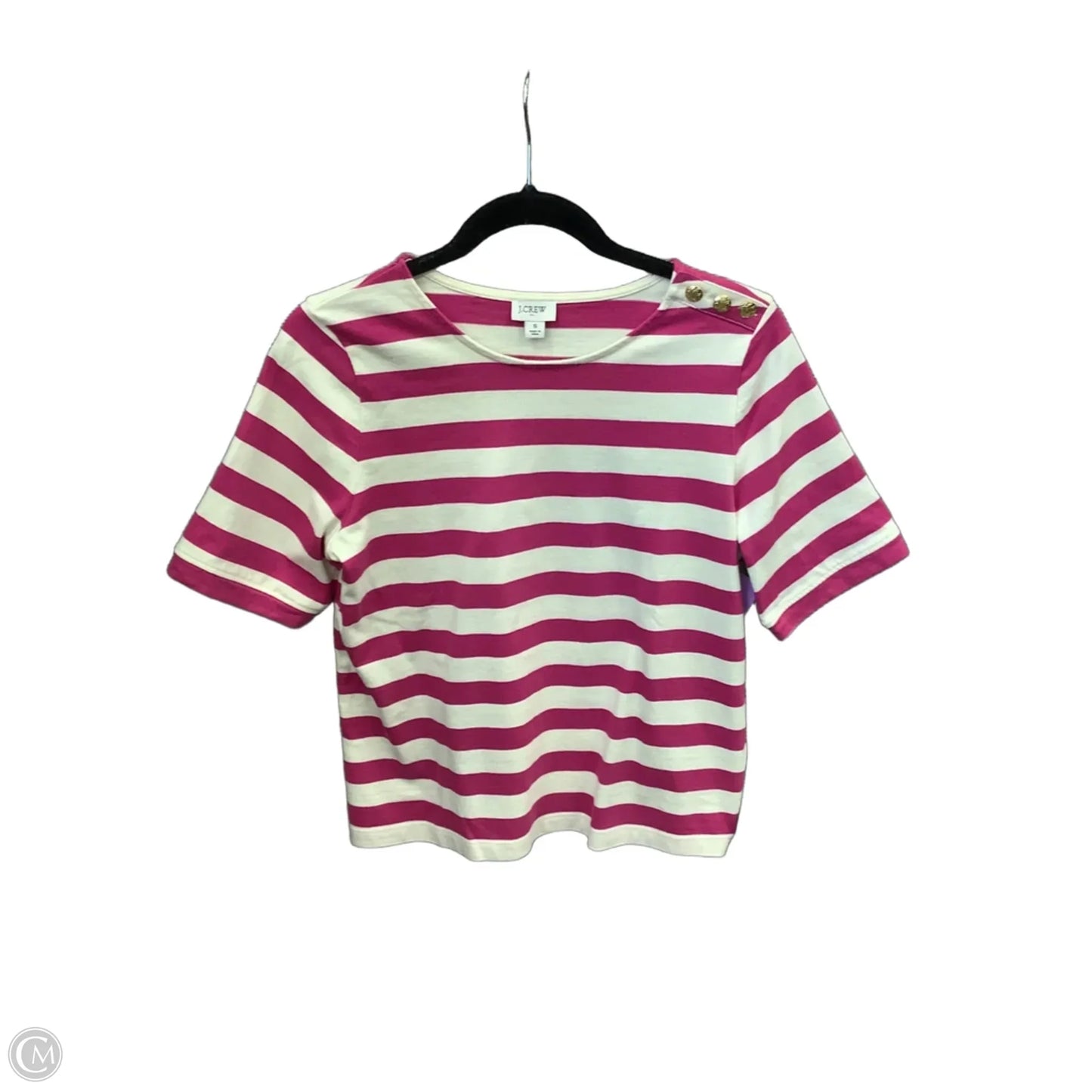Top Short Sleeve By J. Crew In Pink & White, Size: S