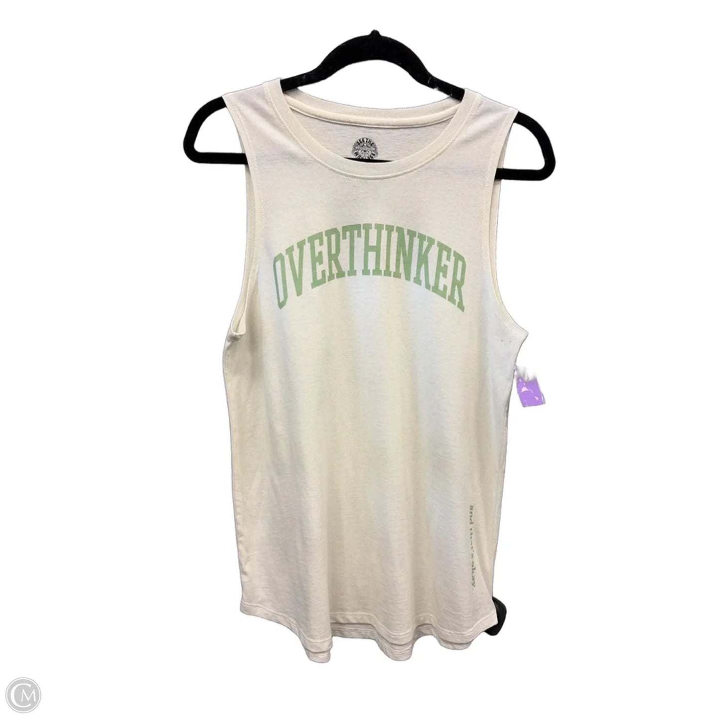 Tank Top By Clothes Mentor In Cream & Green, Size: L