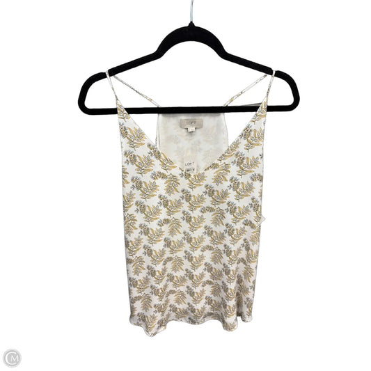 Top Sleeveless By Loft In White & Yellow, Size: M