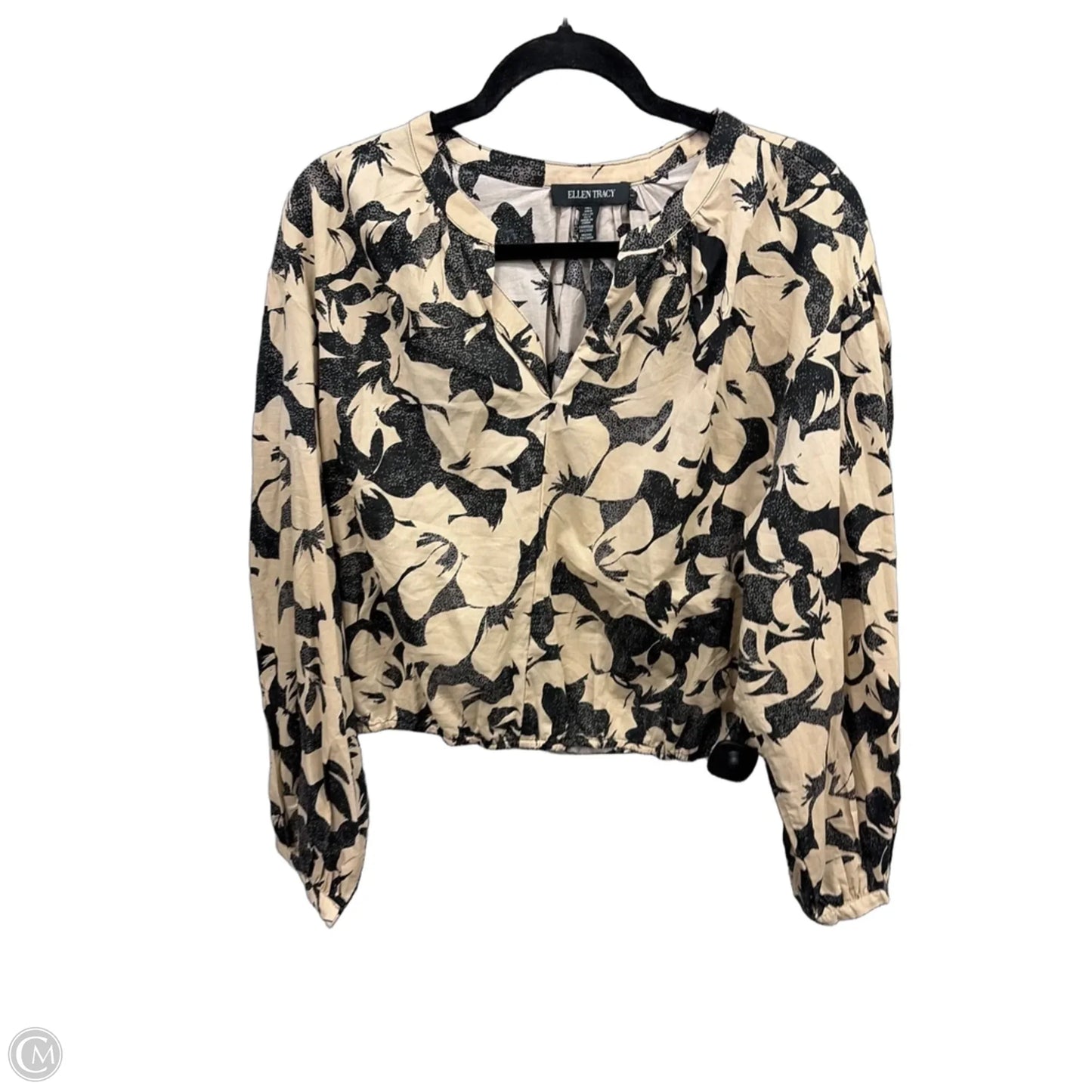 Top Long Sleeve By Ellen Tracy In Black & Brown, Size: L