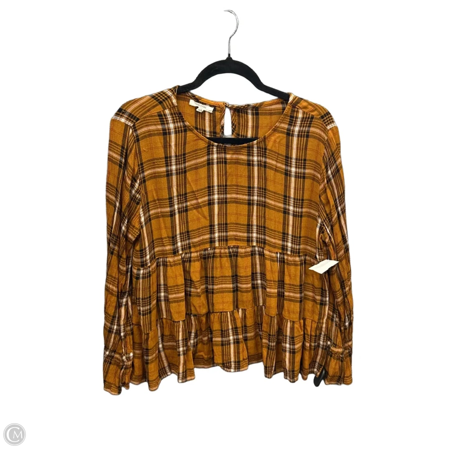 Top Long Sleeve By Maurices In Plaid Pattern, Size: L