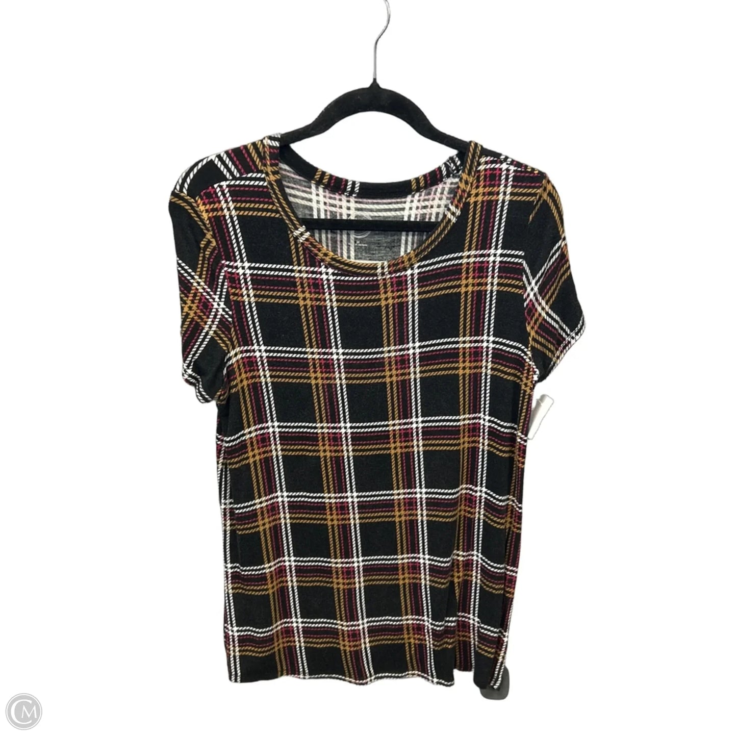 Top Short Sleeve By Maurices In Plaid Pattern, Size: M