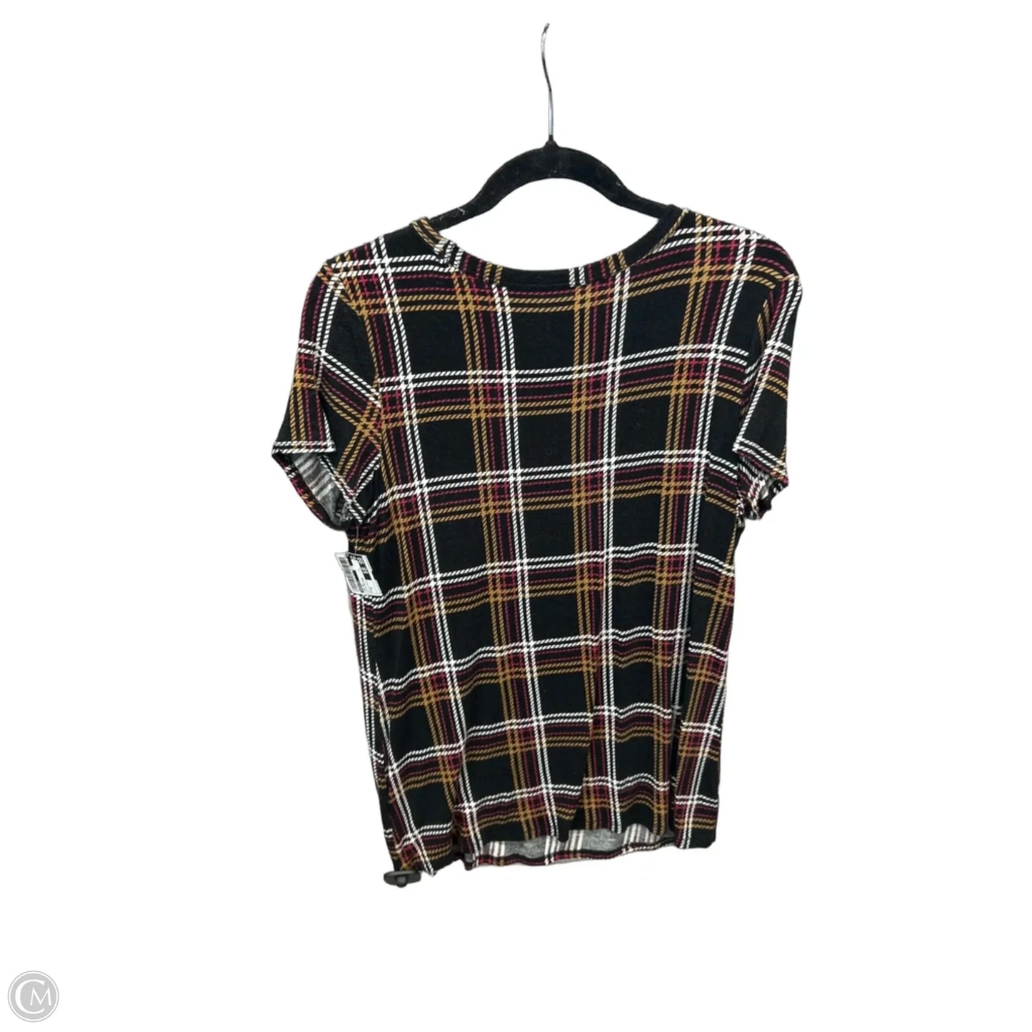 Top Short Sleeve By Maurices In Plaid Pattern, Size: M