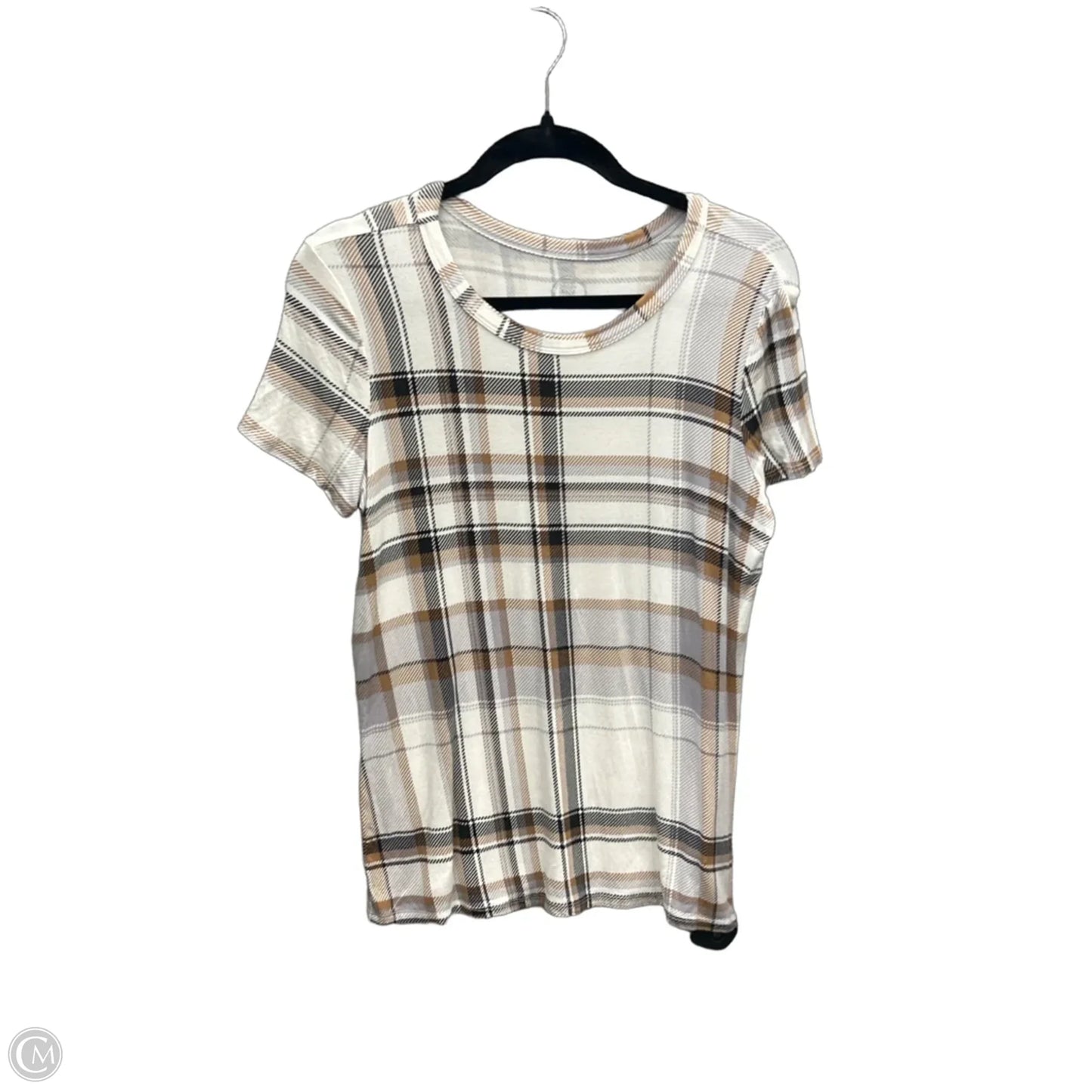 Top Short Sleeve By Maurices In Plaid Pattern, Size: M