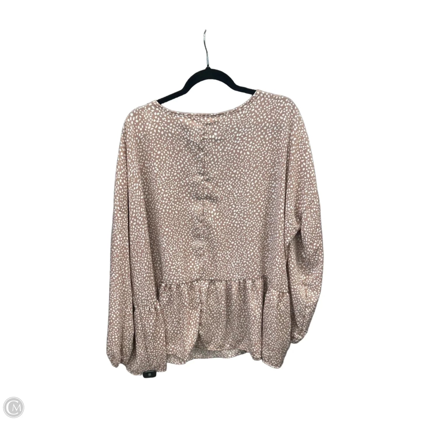 Top Long Sleeve By Haptics In Pink & White, Size: 3x