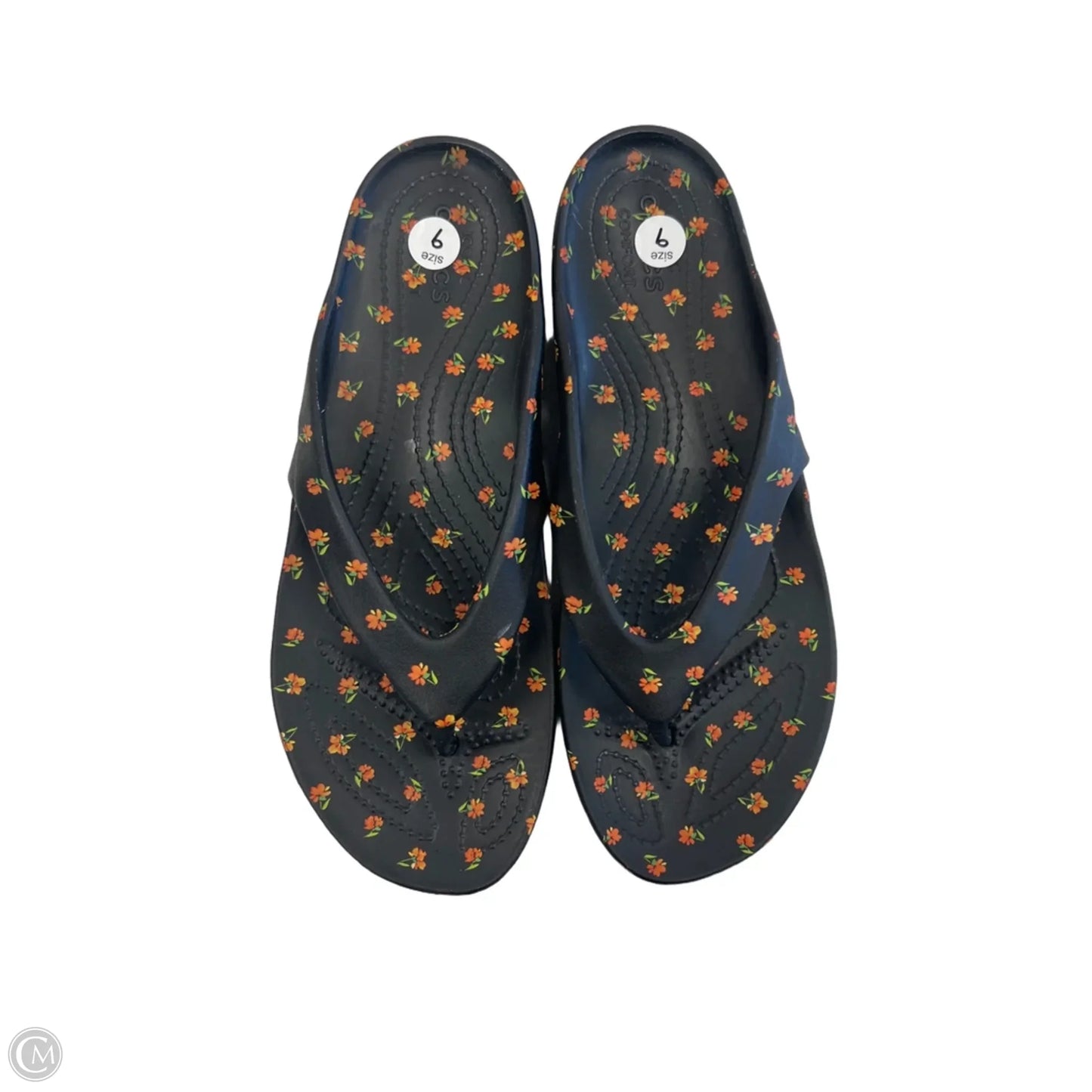 Sandals Flip Flops By Crocs In Black, Size: 9