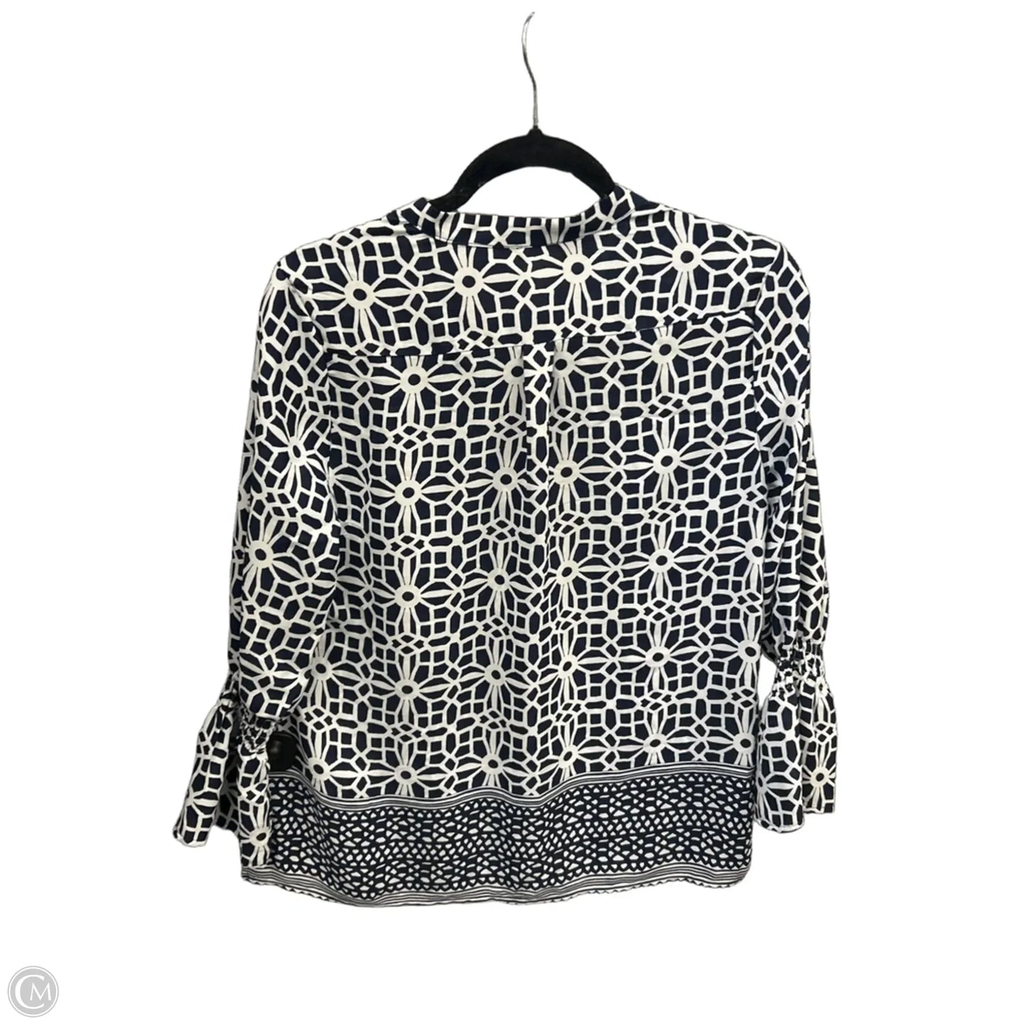 Top Long Sleeve By Tacera In Blue & White, Size: S