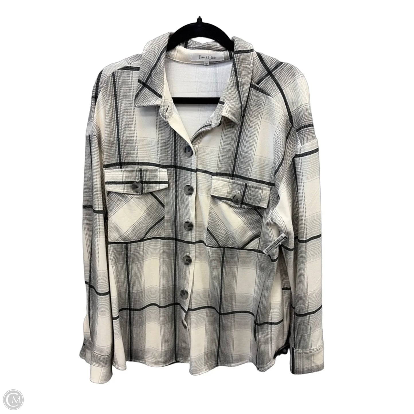 Top Long Sleeve By Eden & Olivia In Plaid Pattern, Size: L