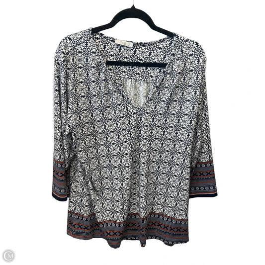 Top Long Sleeve By Dalia In Blue & White, Size: 1x