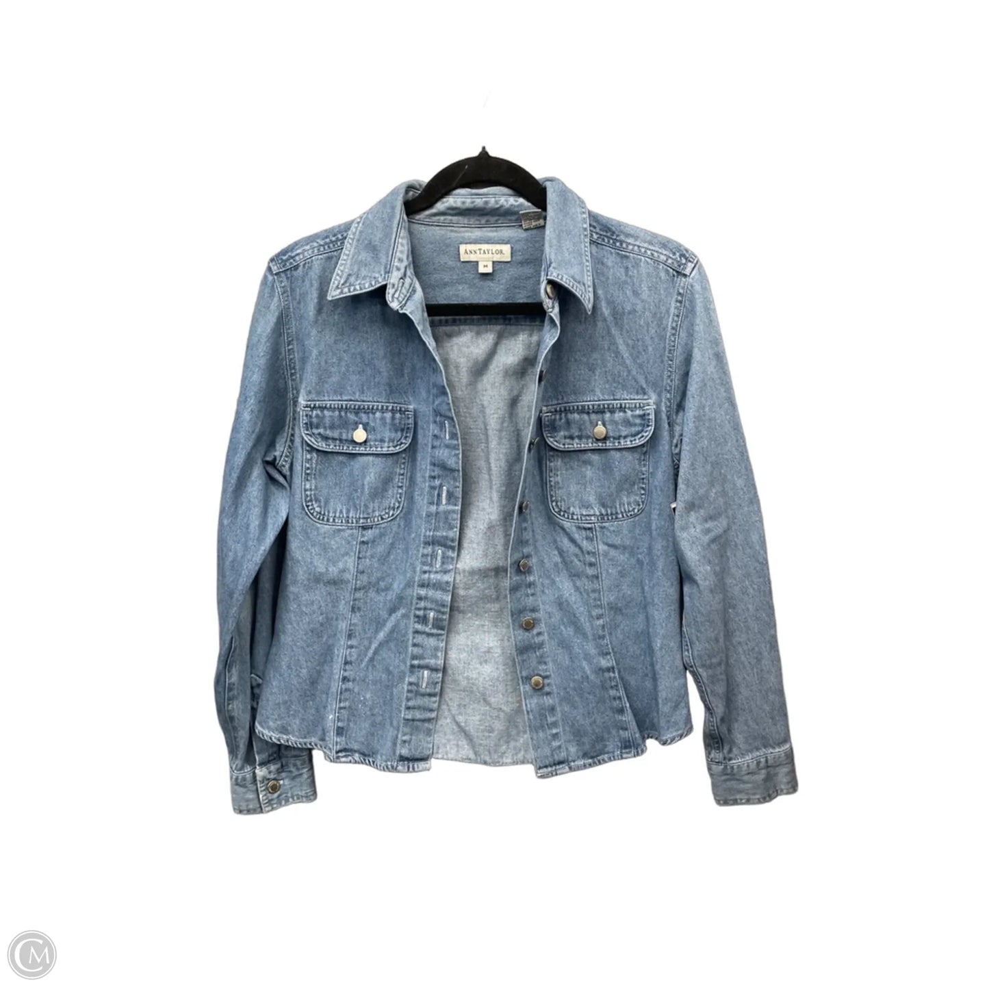 Top Long Sleeve By Ann Taylor In Blue Denim, Size: M