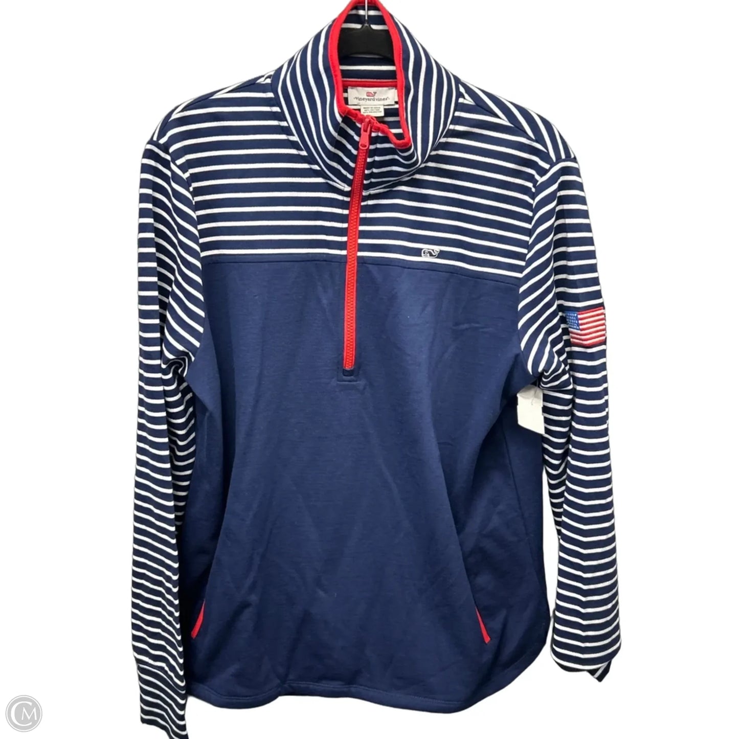 Sweatshirt Collar By Vineyard Vines In Blue Red & White, Size: Xl